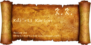 Kürti Karion névjegykártya